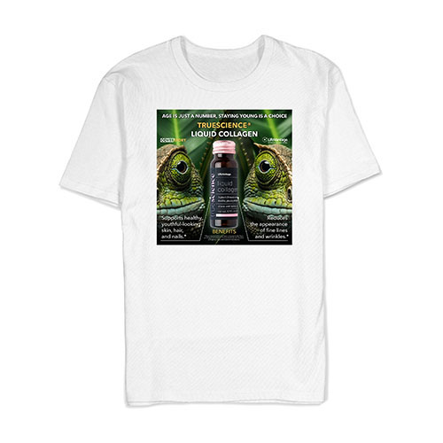 T-shirt white print - Vlifevantage Liquid Collagen lizard green